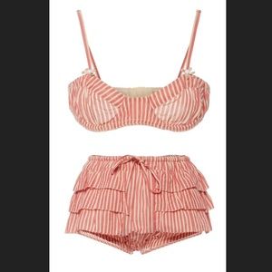 Loveshackfancy brand new ruffle swimsuit in light yellow